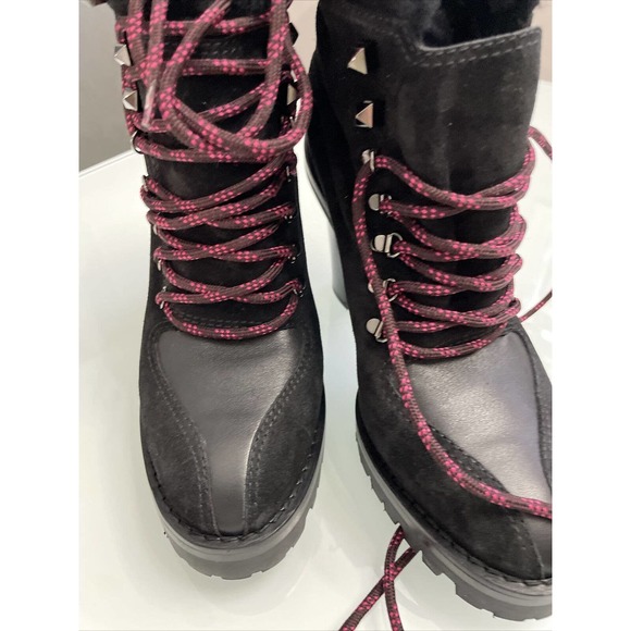 $1700 VALENTINO Fur Ankle Boots Heels Suede Leather Shearling Fur Stars - Picture 4 of 5